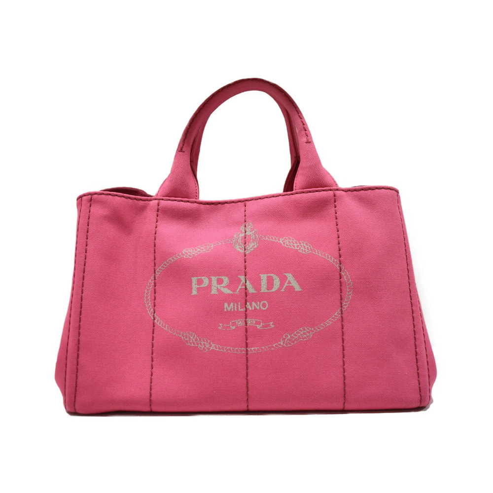 PRADA Canapa Pink Canvas Handbag Bag Crossbody Mothers